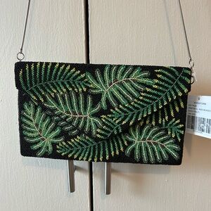 NWT Ricki Designs Beaded Clutch Crossbody Plant Floral purse